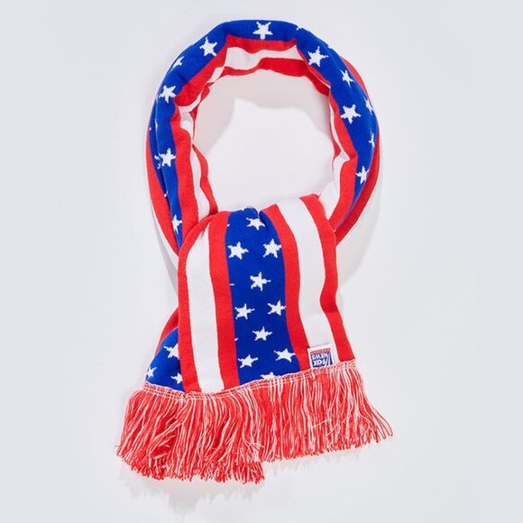 FOX NEWS CHANNEL PATRIOTIC AMERICAN FLAG FRINGED SCARF Acrylic 54" Long New - Picture 3 of 3